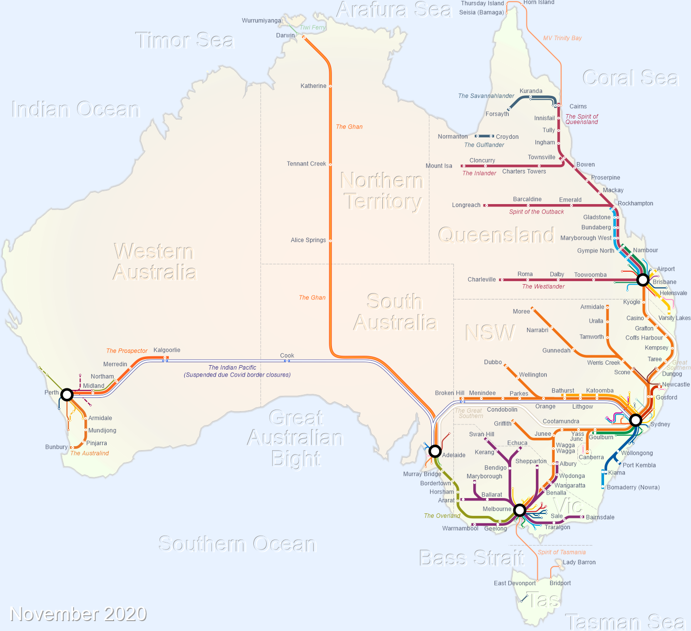 australian trains map