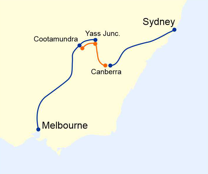 Sydney to Melbourne by Train Bus Australian Rail Maps